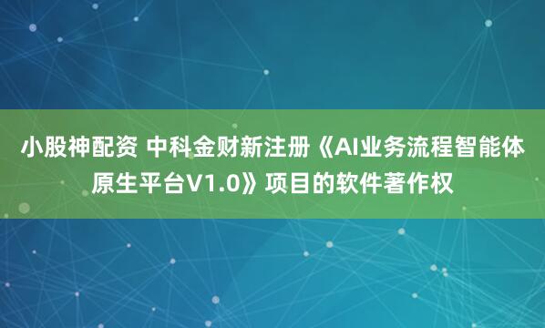 小股神配资 中科金财新注册《AI业务流程智能体原生平台V1.0》项目的软件著作权